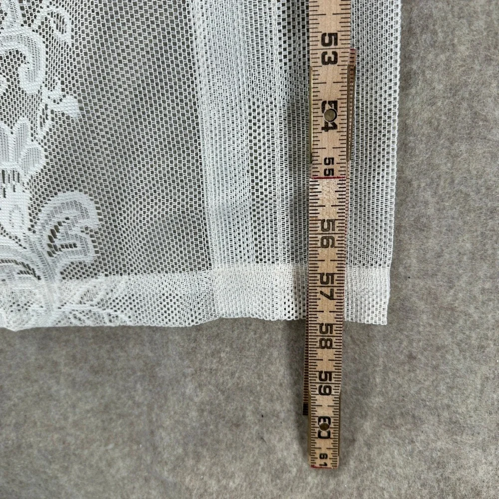 VTG White Floral Lace Window Valance Panel Sheer Curtain 58x17‎